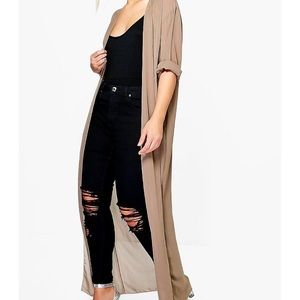 Boohoo plus chiffon nude duster